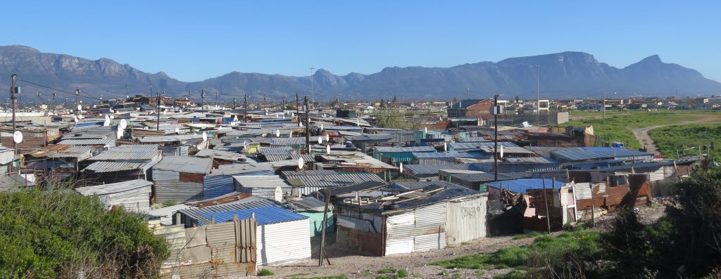 View over the Cape Flats showing informal settlement